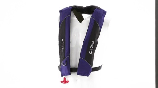 Onyx M-24 Automatic / Manual Inflatable Life Jacket (PFD) Blue 360 View - image 10 from the video